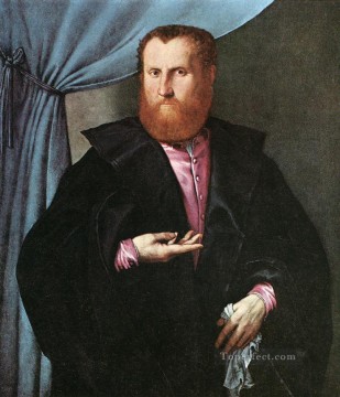  hombre Pintura - Retrato de un hombre con manto de seda negro 1535 Renacimiento Lorenzo Lotto